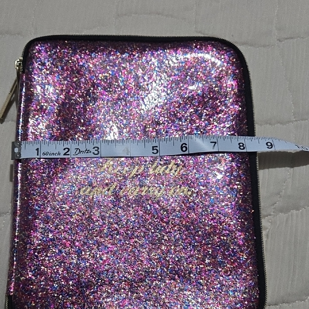 Sparkle Purple Glitter Tablet Sleeve with Gold Zipper Accents NWOT - Picture 8 of 9